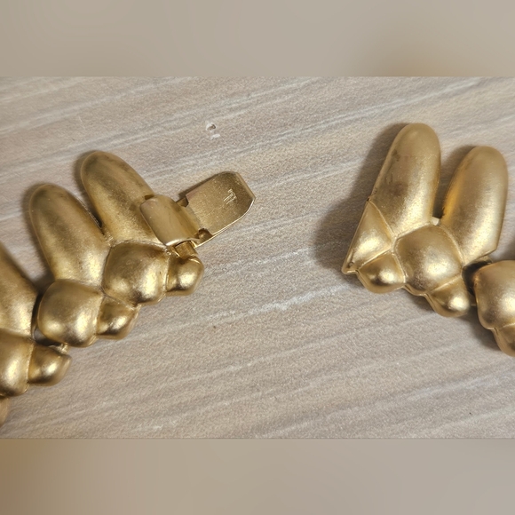 Vintage EDWIN PEARL Link Circle Spike Necklace Gold Tone Etched E. Pearl - Picture 11 of 12